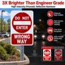 Metal Do Not Enter Wrong Way Sign Outdoor, 24x18 Reflective Aluminum