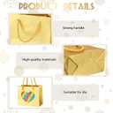 Fainne 24 Pcs Gold Mini Gift Bags with Handle Gift Card Bags Bulk Extra Small Paper Party Favor Boxes Tiny for Mother's Day Wedding Baby Shower Birthday Wrapping Supplies, 4.7 x 3.9 x 2.3 Inch