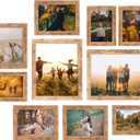 iRahmen Collage Picture Frames Set of 10, Wall Decor for Mounting or Tabletop Display, Family Photo Gallery Frame Set - Multi Sizes Including Two 8x10, Four 5x7, Four 4x6, HD Glass, Rustic Wood