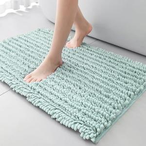 FLOLEOPA Soft Plush Microfiber Bathroom Rugs, Absorbent Bath Rugs Non Skid Machine Wash Dry Bath Mats for Tub,Shower and Bath Room Floor Mats(Spa Blue,20x32 inches)