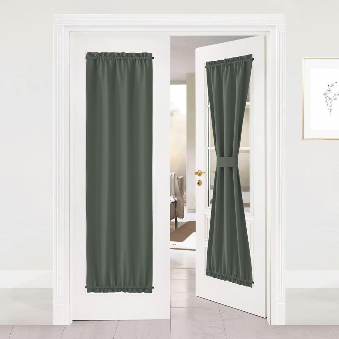 NICETOWN Door Curtains - Thermal Insulated Blackout & Door Curtain Panel with Tieback, Window Covering for Living Room/Classroom (25 x 72 in, Dark Mallard, 1 Panel) (25"W x 72"L (Pack of 1))