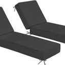 Sundale Outdoor Olefin Chaise Lounge Cushion Set of 2, Water-Resistant Patio Lounge Chair Cushion, Thick Lounger Pad with 8 Straps Dark Gray, 80 x 26 x 6 Inches