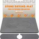 Stone Drying Mat for Kitchen Counter & Faucet mat for kitchen sink  Super Absorbent - Diatomaceous earth dish drying mat - Non-Slip & Eco-Friendly - Quick drying - (19.6" x 15.7") (Dark Gray)