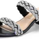 DREAM PAIRS Women's Two Braided Strap Low Heels for Women Open Toe Block Chunky Heels Sandals Holiday Party Wedding Dress Pumps Shoes (9.5)