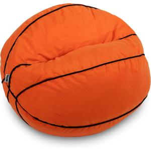 Big Joe Sports Ball Child-Sized Bean Bag Chair for Kids, Basketball Plush, Ultra-Soft Lightweight Polyester Blend, 2.5 Foot Refillable (Single)
