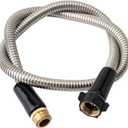 Yanwoo 304 Stainless Steel 4ft Garden Hose with Female to Male Brass Connector, 18mm Outer Diameter Flexible & Lightweight Heavy Duty Short Water Hose for Outdoor (4 Feet)