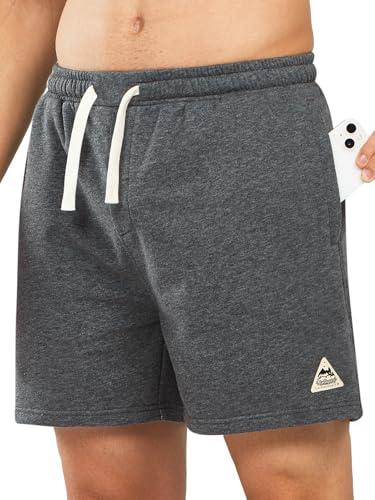 NORTHYARD Men's Sweat Shorts 5" with Pockets Cotton Drawstring Summer Workout Casual Lounge Shorts Smoke Heather M