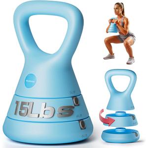 Adjustable Kettlebell, 5lb 9lb 15lb Kettlebell Weights Set, Ergonomic Design & Wide-Handle for Home Gym, Full-Body Workouts Strength Training and Weight Loss, Good for Men Women & Beginners