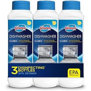 Glisten Dishwasher Cleaner, Removes Limescale, Rust, Buildup, and Grease, Lemon Scent, Made in the USA, 12 Ounce Bottle, 2-Pack