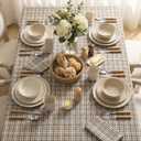 Horaldaily Buffalo Plaid Tablecloth 5584 Inch Rectangular, Beige Buffalo Checkered Table Cloth, Washable Farmhouse Table Decor for Dinner/Party Decoration/Holiday