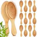 Weysat 12 Pcs Christmas Bamboo Hair Brushes Bulk Gift Natural Wooden Paddle Brush Lightweight Massage Scalp Combs Detangling Hairbrush for Women Men, All Hair Types, Anti Static (Natural)