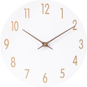 JoFomp Wall Clocks Battery Operated, 16 Inch Silent Non Ticking Wood Modern Wall Clock, Quartz Black and Gold Wall Clock Decorative for Living Room Decor Kitchen Bedroom Office Home (White, 16 Inch)