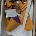 Cool Mini Wood Floor Lamp for Living Room Bedroom Bedside - Office Corner Decorative Reading Standing Light Creative Swing Arm Arc Design Gift for Kids Room - LED Bulb Included (Egg Yellow)