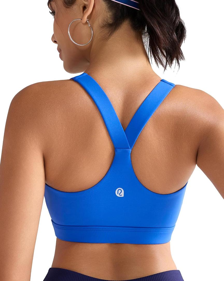 RUNNING GIRL Sports Bras for Women, Molded Cup High Impact Blue Sports Bra Workout Bras for Women High Support Racerback(WX3046 Cerulean Blue M)