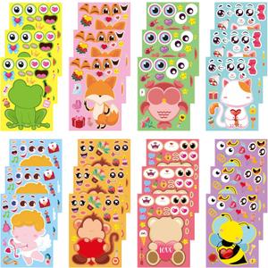 24 Sheets Valentine's Day Make a Face Stickers, Sweet Love Party Games Decal Mix and Match Sticker, Make Your Own Valentine Stickers DIY Crafts for Valentine's Day Party Supplies Rewards