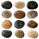 Landical 12 Pcs Bible Verses Scripture Stones Gifts Christian Inspirational Rocks Engraved Stones with Inspiring Prayer Words Mother's Day Religious Gifts for Women Zen Group Home Decor