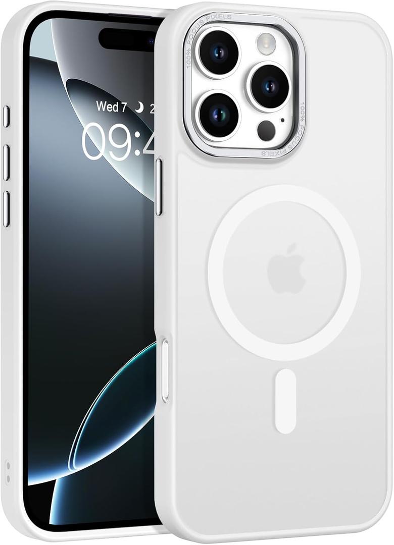 BENTOBEN Magnetic for iPhone 16 Pro Max Case,(Compatible with MagSafe) (Military Grade Drop Protection) Slim Translucent Matte Shockproof with Anti-Fingerprint Phone Case 6.9",White