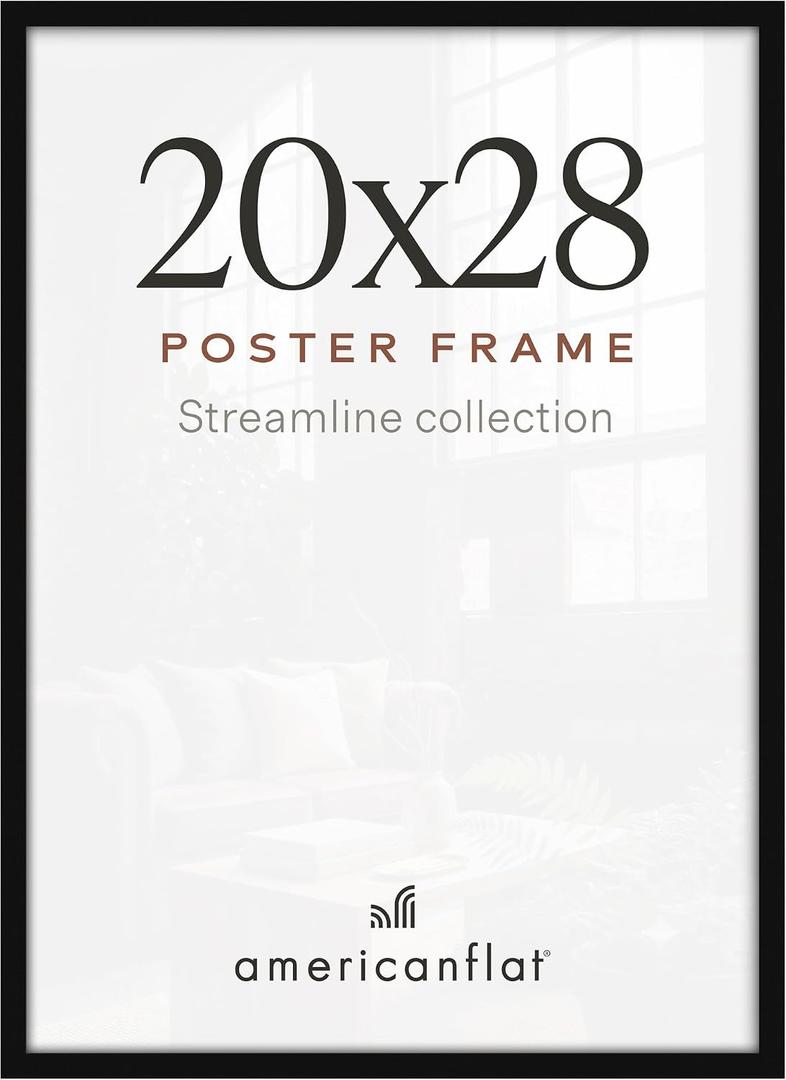 Americanflat 20x28 Poster Frame - Slim Molding - Black