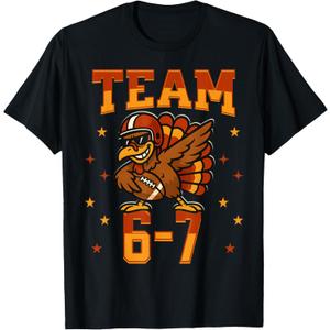 Team 67 Thanksgiving Turkey Football Boys Kids Six Seven T-Shirt, Medium