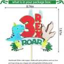 Three Dino Rex Birthday Party Decorations Dinosaur Birthday Party Supplies 3 Year Old Boy Dino Balloon Arch Backdrop Cake Topper Plates Napkins and Cups Table Cloth for for Boy T-Rex 3 Rex Dino Bday