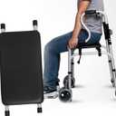 Adjustable Walker Rest Seat, Folding Walker Attachable Seat for Elderly Disabled, Range:20"~24" (Leather)