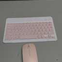 Rechargeable Bluetooth Keyboard and Mouse Combo, Universal Ultra-Slim Wireless Keyboard Mouse Set for Android Windows iPad iPhone Samsung Tablet Portable Compact Keyboard Set (Pink)
