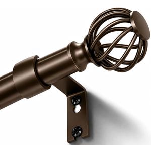 Curtain Rods for Windows 28-48 Inch(2.3-4Ft), Bronze Small Decorative Curtain Rod Adjustable, Heavy Duty 1 Inch Drapery Rod for Living Room Bedroom Kitchen Samll Windows