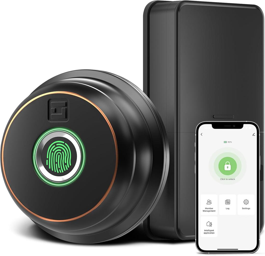 GeekTale Fingerprint Deadbolt with App, Smart Deadbolt Lock for Front Door, Keyless Entry Door Lock, Biometric Deadbolt, Electronic Door Lock, Auto Lock (Black)