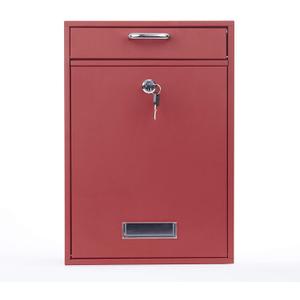 Wall Mounted Locking Vertical Dropbox Mailbox - Safe and Secure | Made with Galvanized Steel (Large, Red)