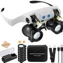 JARLINK Magnifying Glasses with LED Light, Hands Free Magnifier with 14 Interchangeable Lenses 3X 4X 5X 6X 7X 10X 15X, Magnifying Glasses for Close Work, Crafts, Jewelry, Sewing, Electronics Repair