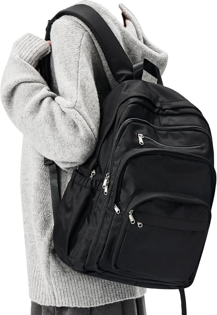 Black College Backpack For Women Men,Lightweight High School Bag,School Backpack With Lots Of Pockets,Cute Bookbag For Teens Boys Girls,Casual Daypack Backpack For School
