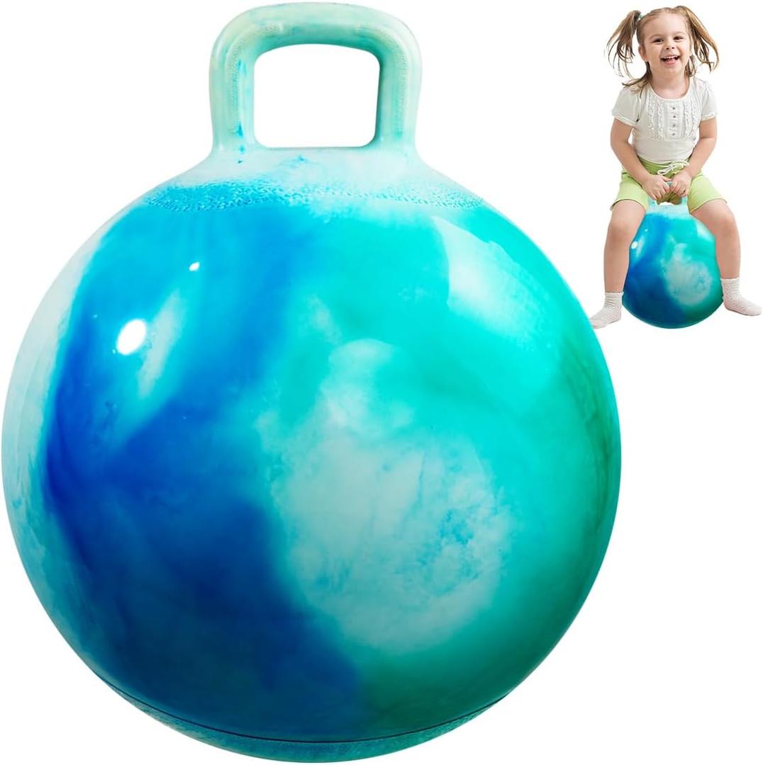 INPODAK Hopper Ball 18 Inch Bouncy Ball with Handle for Kids, Hippity Hop Jumping Hopping Toy for Boys Girls Ages 3-6 with Pump and Gift Box Great Gift for Birthday Holiday (Green)