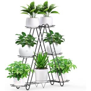DiiKoo Heavy Duty Metal Plant Stand, Indoor Outdoor Plant Shelf & Rack - 3 Tiers 7 Pots, Plant Holder for Plants/Flowers/Planters, for Living Room Home Corner Patio & Garden