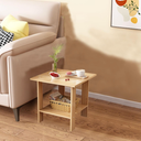 BEKMLOD 2 Tier Brown End Table, Sofa Side Table, Suitable for Small Space Bedside Table, Suitable for Living Room and Bedroom, Storage Rack, Easy to Assemble 11.8 in x 11.8 in