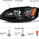APSVE Headlights Assembly Black Housing Compatible with 2011-2018 Volkswagen Jetta MK6 Sedan & Hatchback without DRL, Halogen Headlamp Driver & Passenger Side