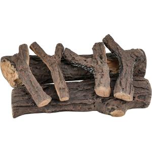 Skyflame 6-Pieces Set of Large Gas Fireplace Logs, Heat-Resistant Realistic Wood Logs for Indoor Outdoor Gas Firebowl Firepit