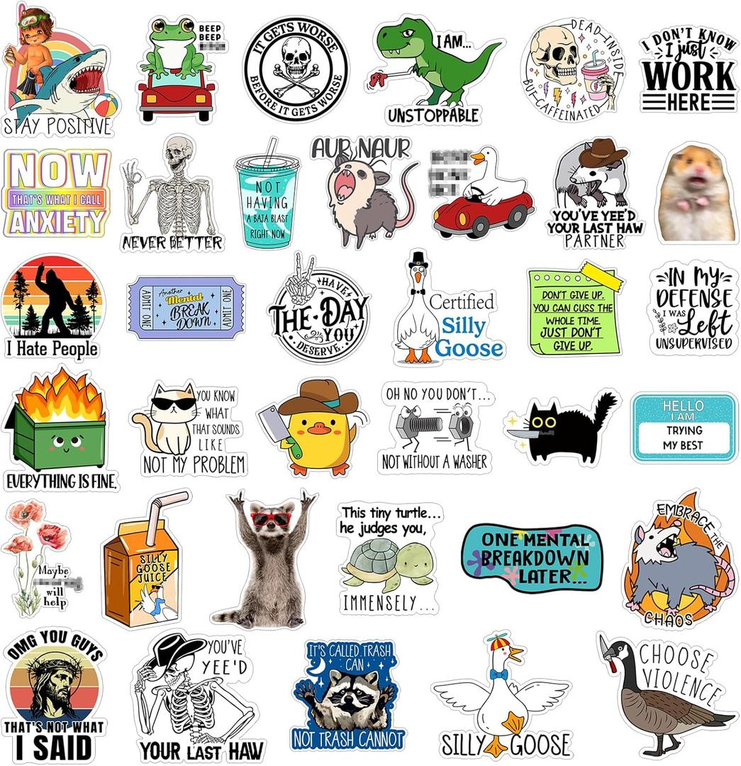 400 Pcs Funny Stickers for Adults Waterproof Vinyl Sarcastic Stickers Meme Decals for Water Bottles, Laptop, Phone, Hard Hats, Journal, Scrapbook
