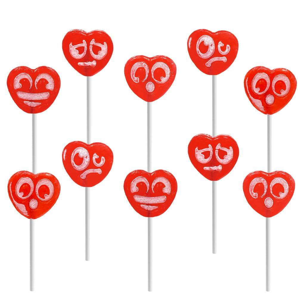 40-Count Red Heart Friends Tattoo Lollipop Sucker, White Shaped Lollipop with Red Heart, Individually Wrapped Candy 8gr - Pops (EXP 11/02/27)