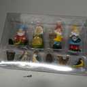 Jetec 10 Pcs Mini Fairy Gnomes Statue Garden Accessories Kit Miniature Garden Resin Gnomes Hand Painted Squirrel Hedgehog Owl Bird and Bucket Ornament for Yard Lawn Home Outdoor Decoration