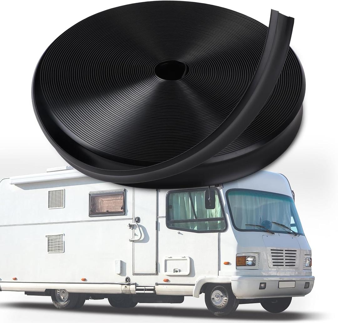 7/8" RV Trim Molding Insert, 50FT Heavy Duty RV Trim Molding Exterior, UV Resistant Camper Vinyl RV Screw Cover RV Accessories Fits for RV Camper Travel (Black, 7/8" 50FT)