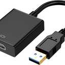 USB to HDMI Adapter for Monitor Windows 11/10 / 8, HDMI USB Converter for Laptop Mac MacBook pro, USB 3.0 USB 2.0 HDMI Cable Multiple Monitors for Desktop PC TV, Black