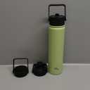 Insulated Water Bottle 24oz Stainless Steel Sport Bottles with 3 Lids,Macaron Green