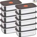 10 Pack Stainless Steel Food Storage Containers with Leak-Proof Lids, 34oz Reusable Metal Meal Prep Lunch Boxes, Stackable, BPA-Free, Dishwasher Safe for Snacks, Fruits & On-the-Go Meals