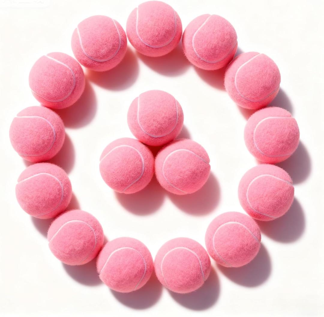 PoyPet 16-Pack Tennis Balls Bulk for Practice,Training and Beginners | Ideal for Dog Fetch,Chew and Play (Medium 2.5"-16 Pack, Pink)