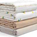 Salt Earth GOTS Certified 100% Organic Cotton 2-Layered Swaddle Baby Blanket, 4 Pack, 47"x47" Receiving Blankets for Swaddling, Wrap for Boy & Girl, Newborn Baby Essentials, Registry(Solids & Rainbow)