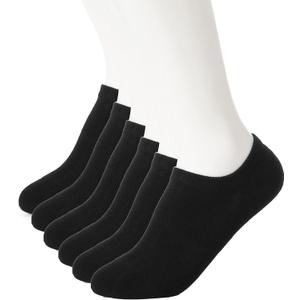 6 Pairs Unisex Cotton Ankle Socks,Mesh Breathable No Show Sock,Low Cut Sock For Casual,Athletic(Black) (Black)