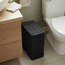 Coeusy Black Wicker Trash Can with Lid and Liner,Waterproof Narrow Waste Basket for Bathroom,Bedroom,Office,3 Gallon