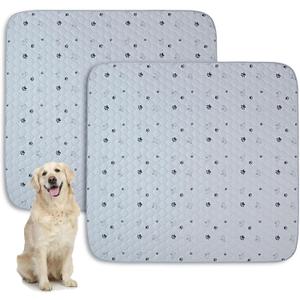 2 Pack 48"x48" Ultra-Absorbent Washable Puppy Pads with Non-Slip Grip and Cute Print, Leak-Proof Dog Pee Pad for Training, Whelping, Housebreaking, Incontinence, Playpen