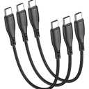 USB C to C Cable 1FT 3 Pcs, Short 12inch USB-C 65W Fast Charging Cords for iPhone 15 16, for Samsung Galaxy S25 S24 S23, Air 2020, iPad Pro, Power Bank and Other Type c Devices