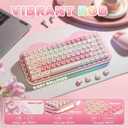 YUNZII C75 Wireless Mechanical Keyboard,75% Layout, Hot-Swappable NKRO,BT5.0/2.4G/USB-C Mode,Dye-Sub PBT MOA Keycaps,RGB Gasket Mount,Cute Cake Design for Mac/Win/Gaming (Pink, Milk V2 Switch)